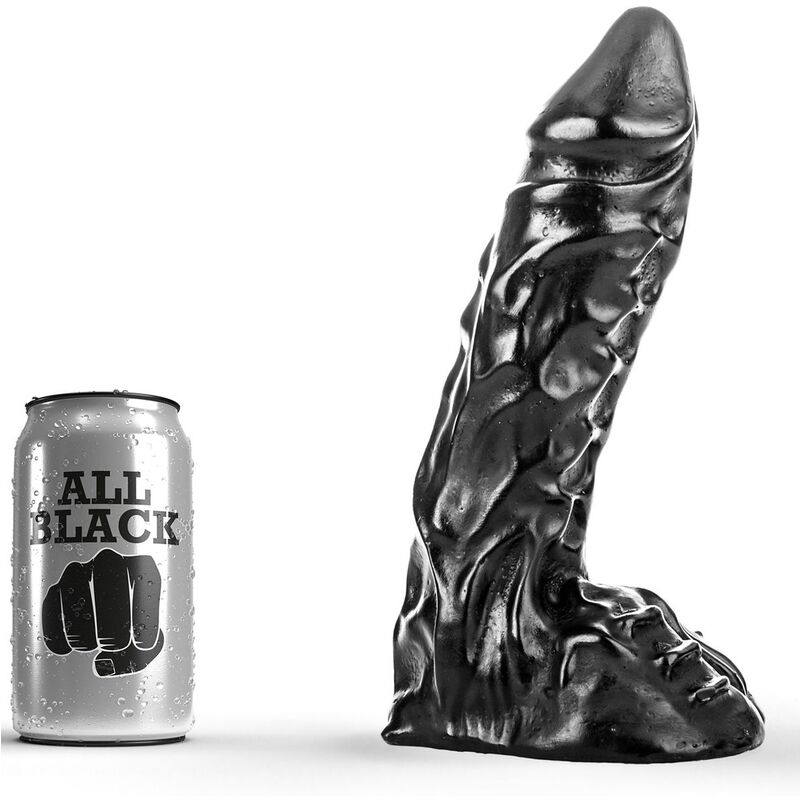 Obsenza - Dildo Realista de 23 cm con Venas y Testículos - All Black - Negro - Image 1