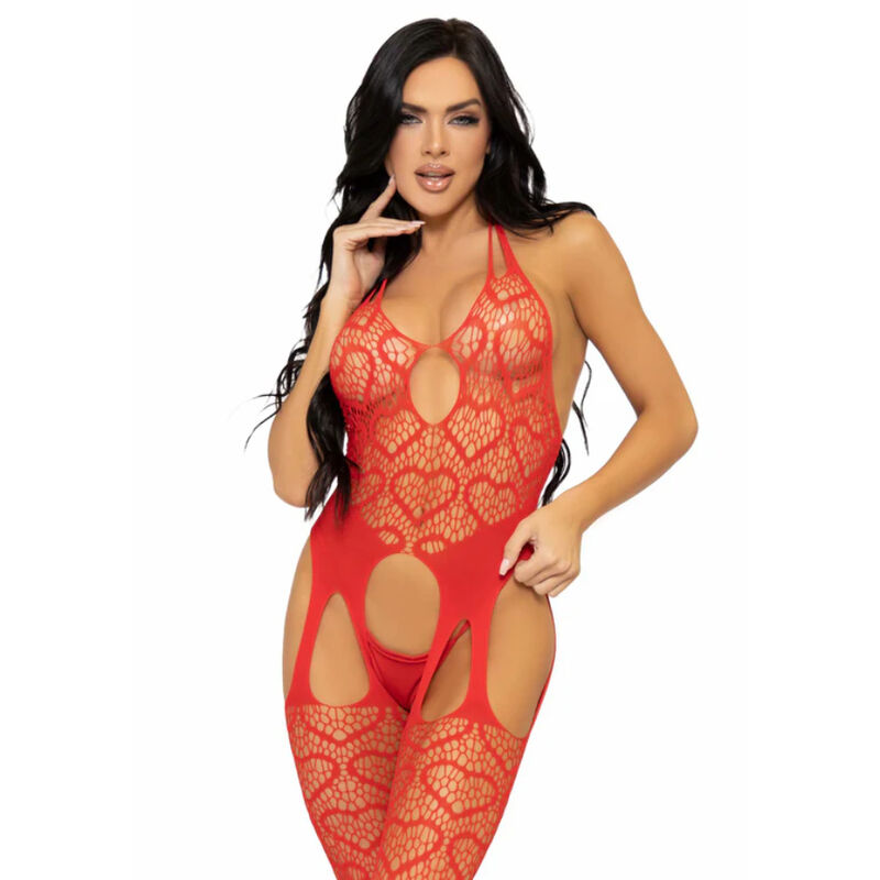 Obsenza - Bodystocking de Red con Tirantes Sin Costuras de Leg Avenue - OS - Image 1