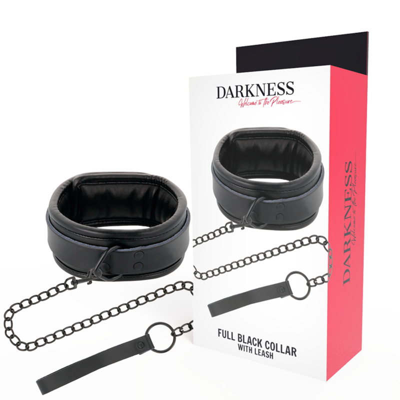 Obsenza - DARKNESS Halsband mit Leine für BDSM & Fetischspiele - Schwarz - Image 1