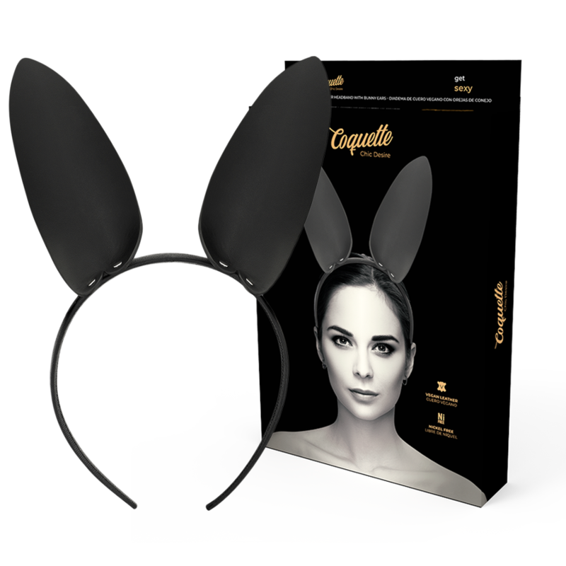 Obsenza - Diadema de Cuero Vegano con Orejas de Conejo para Lencería y BDSM - L/XL - Image 1