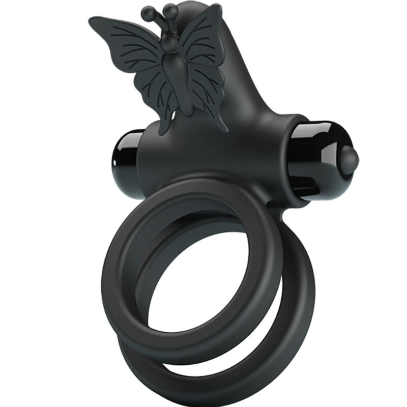 Obsenza - Anello Vibrante Doppio con Stimolatore per Piacere Intenso - Nero - Image 1