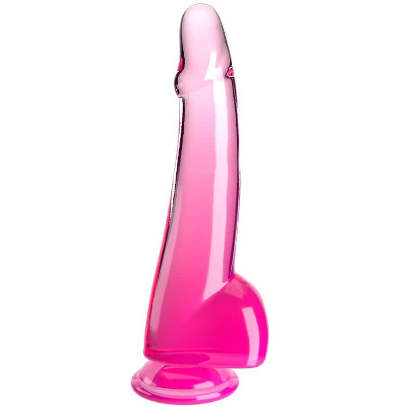 Obsenza - Premium King Cock Clear Dildo with Testicles 19 cm Pink - Image 1