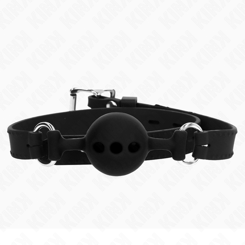 Obsenza - Mordaça Completa de Silicone Ajustável 55x2cm com Bola de 4cm Tamanho S - Preto - Image 1