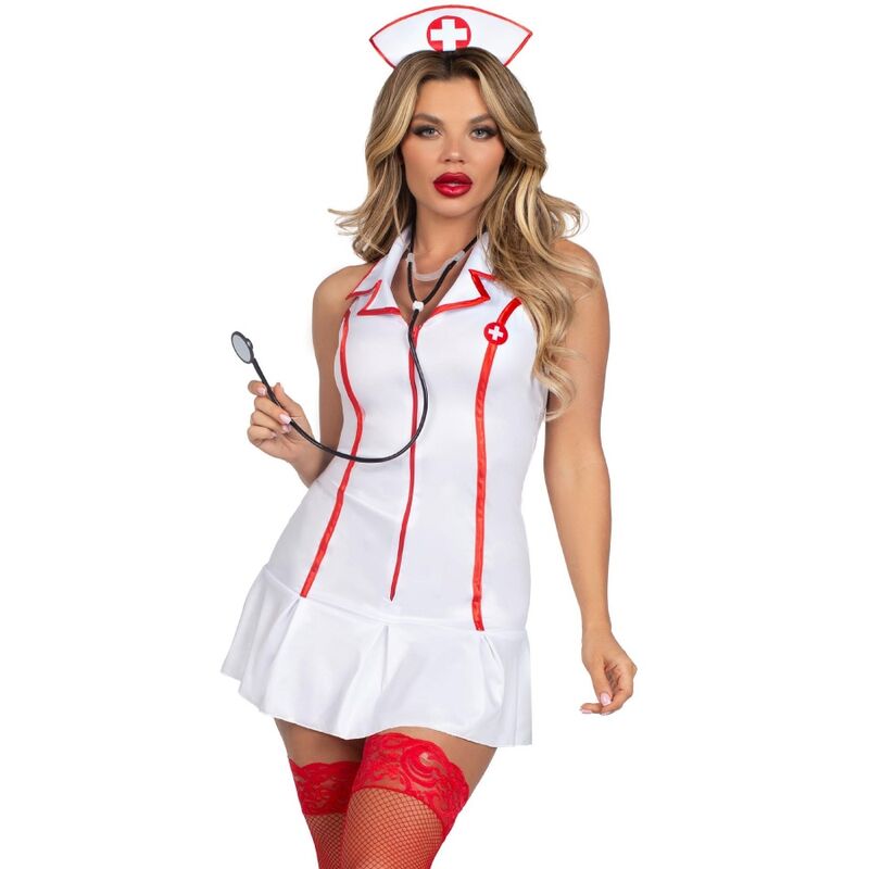 Obsenza - Fantasia de Enfermeira Chefe Sedutora para Festas e Halloween - Branco - Image 1