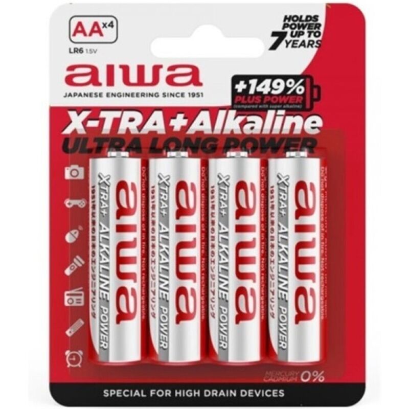Obsenza - Baterías AA Alcalinas AIWA X-TRA Duración y Potencia Confiable (Blister*4) - Image 1