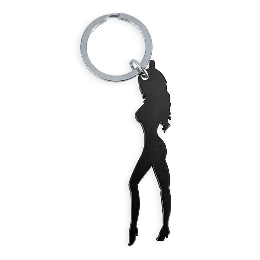 Obsenza - Keyring with female silhouette in black color with beer opener - Image 1