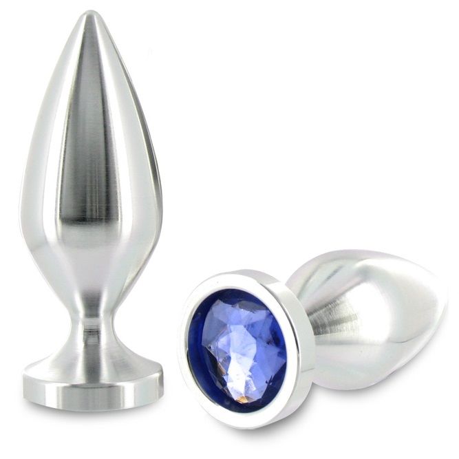Obsenza - Plug Anal Aluminium Cristal 8,89 cm - Hypoallergénique et Tempérable - Bleu - Image 1