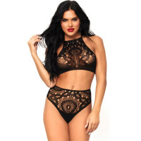 Obsenza - Conjunto Sedutor Leg Avenue com Top Cropped e Calcinha de Cintura Alta - Image 1
