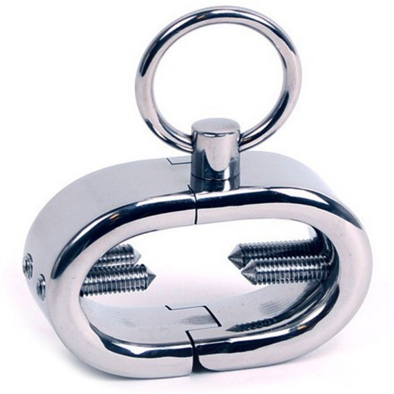Obsenza - Brazalete de Metal para Testículos con Anilla y Tornillos Ajustables - Image 1