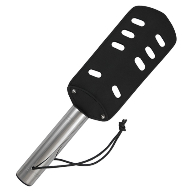 Obsenza - Metal Hard Leder- und Edelstahl Spanking-Paddel mit Löchern - Image 1